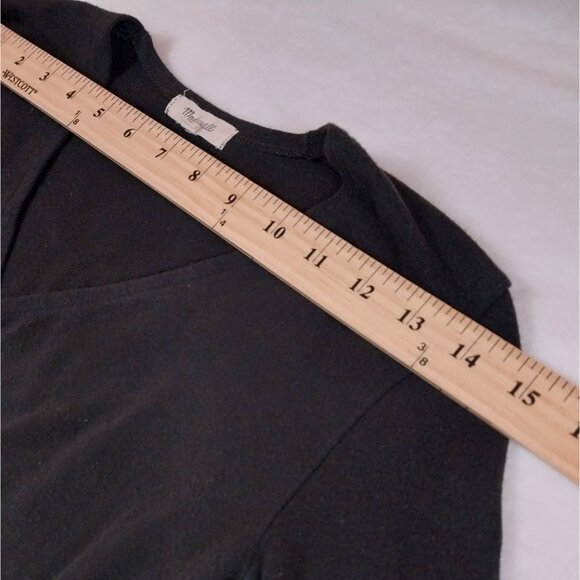 Madewell Long Sleeve Black Bodysuit‎ Faux Wrap Surplice Soft sz S - Picture 11 of 12